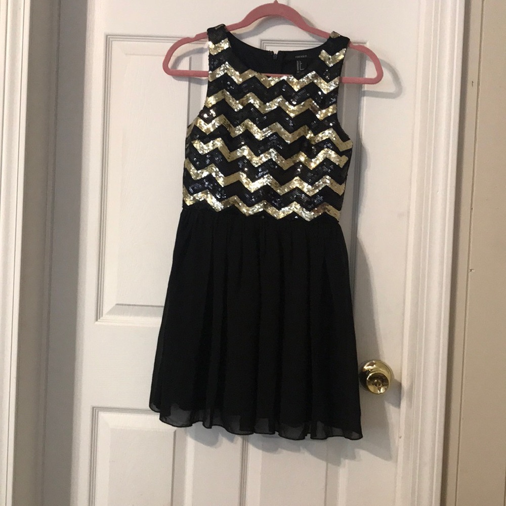 Black & Gold sequin chevron dress- Forever 21